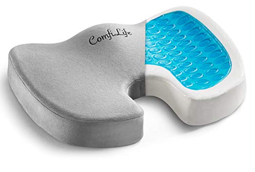 ComfiLife Gel-Enhanced Non-slip Coccyx Memory Foam Seat Cushion - For Back Pain Relief Tailbone Support Sciatica Healthy Posture Office Chair Car Seat Travel Driving Wheelchair and more
