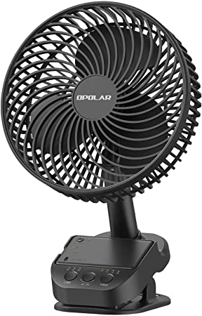 OPOLAR 2021 8 Inch Rechargeable Oscillating Fan, 10000mAh Battery Operated Clip Fan, 5 Speeds, Timer, Hook, Battery Detachable, Table Fan for Home, Camping,Traveling and Office