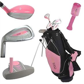 Golf Girl LEFTY Junior Club Set for Kids Ages 8-12 w/Pink Stand Bag [Sports]