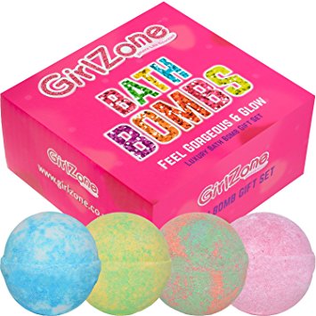 BATH BOMBS FOR KIDS: Great Christmas Gifts Present For Girls Of All Ages 4 5 6 7 8 9 : Includes 4 Giant, 100% Handmade, Bath Bombs In Fun & Fruity Scents.