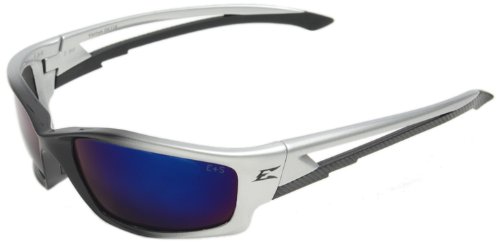 Edge Eyewear SK118 Kazbek Safety Glasses, Black with Blue Mirror Lens