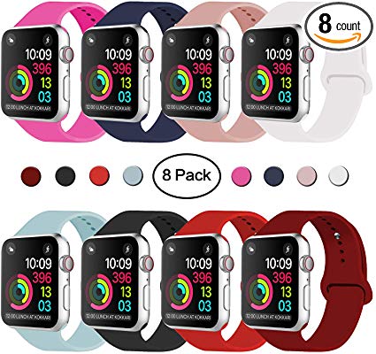 Idon Sport Watch Band, Soft Silicone Replacement Sports Band Compatible with Apple Watch Band 2019 Series 5/4/3/2/1 38MM 40MM 42MM 44MM for Apple Watch All Models