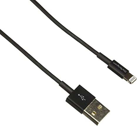 StarTech.com 1m 3ft Black 8-pin Slim Lightning to USB Cable for iPhone iPod iPad - Thin Apple Lightning to USB Charger and Sync Cable - Discontinued, Limited Stock, Replaced by RUSBLTMM1MB (USBLT1MBS)