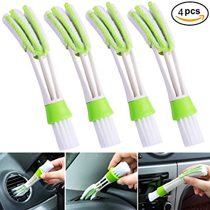 Mini Duster for Car Air Vent,Set of 4 Automotive Air Conditioner Cleaner and Brush, Dust Collector Cleaning Cloth Tool for Keyboard Window Leaves Blinds Shutter (4pcs)