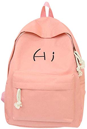 Cinhent Backpacks Girls Boys School Large-Capacity Pure Color Casual Canvas Bag