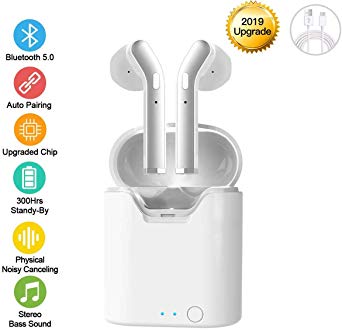 Earbuds Wireless Headsets,2019 New Version Bluetooth 5.0 Wireless Earbuds with Microphone, in-ear Earpiece Automatic Pairing Waterproof HIFI Stereo Earphones Compatible with All Bluetooth Devices