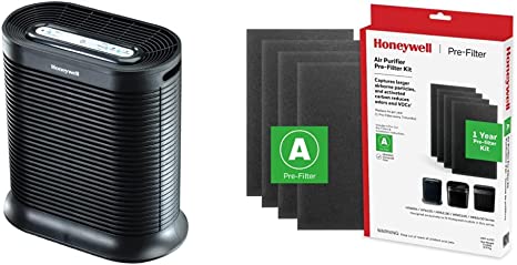 Honeywell HPA300 HEPA Air Purifier Extra-Large Room (465 sq. ft), Black & HRF-A100 Pre Kit air purifier filter, HPA 100, Black ( Packaging May Vary )