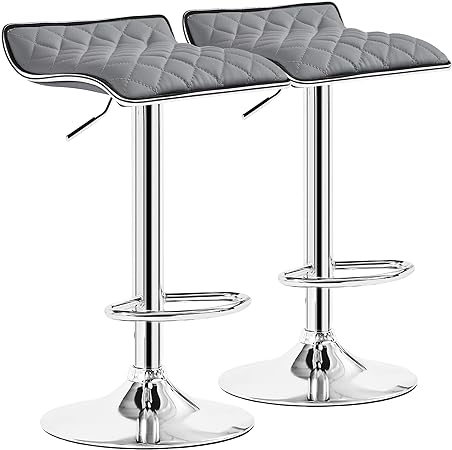 VECELO Adjustable Bar Stools, Bar Height Stools for Kitchen Counter, Bar Stools Set of 2, Gray