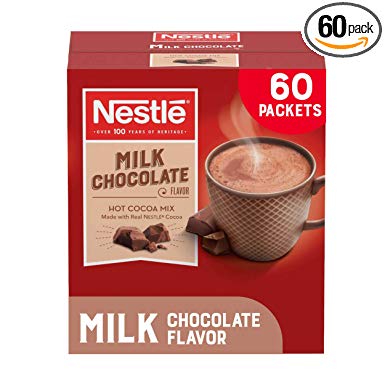 Nestle Hot Chocolate Packets, Milk Chocolate Flavor Hot Cocoa Mix, Made with Real Cocoa, 0.71 oz Sachets, Bulk Pack (60 Count)