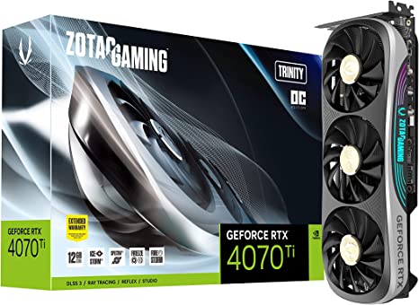 ZOTAC Gaming GeForce RTX 4070 Ti Trinity OC DLSS 3 12GB GDDR6X 192-bit 21 Gbps PCIE 4.0 Gaming Graphics Card, IceStorm 2.0 Advanced Cooling, Spectra 2.0 RGB Lighting, ZT-D40710J-10P