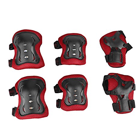 Physport 6 pcs Child Protective Gear Set Cycling Knee Pads and Elbow Pads with Wrist Guards