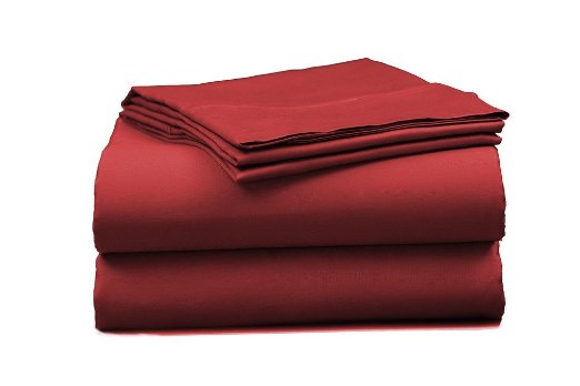 Elles Bedding Collections 400 Thread Count Bedspread 100% Cotton Sheet Set Sateen Weave Deep Pocket Breathable Premium Quality Bedding Set Ruby Full