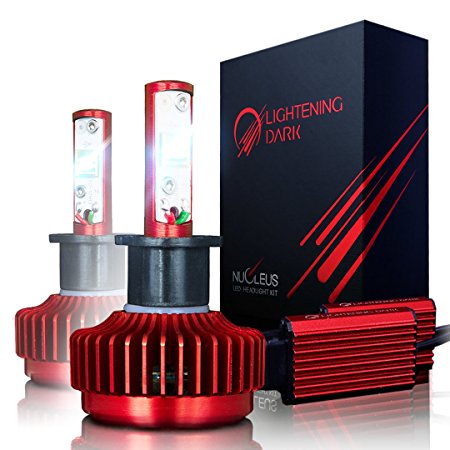 LIGHTENING DARK H3 LED Headlight Bulbs Conversion Kit, CREE XPL 6K Cool White,7200 Lumen - 3 Yr Warranty