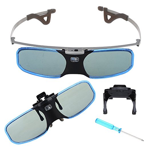 BOBLOV Blue 144Hz 3D DLP-Link Active Shutter Rechargeable Glasses Myopic 3D Glasses for BenQ Optoma Acer Projector