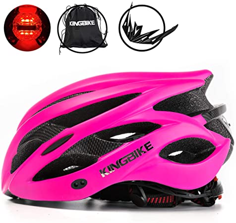 KINGBIKE Ultralight Bike Helmets CPSC&CE Certified with Rear Light   Portable Simple Backpack   Detachable Visor for Men Women(M/L,L/XL)