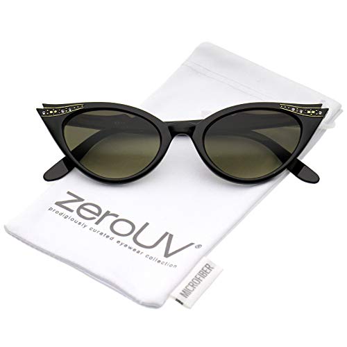 zeroUV - 50s Vintage Cat Eye Sunglasses for Womens with Rhinestones Pinup Girl Clothing Rockabilly Accessories