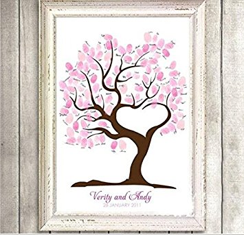 2B-better Guest Book Wedding Fingerprint Tree Thumbprint Tree With 6pcs Ink Pad (11.8''x15.7'')