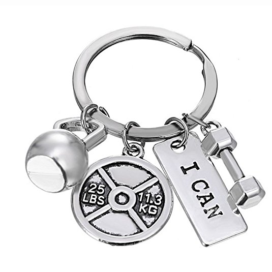 “I Can” Pendant Keychain- Best Motivational Gift - Weight Plate Barbell Dumbbell Keychain