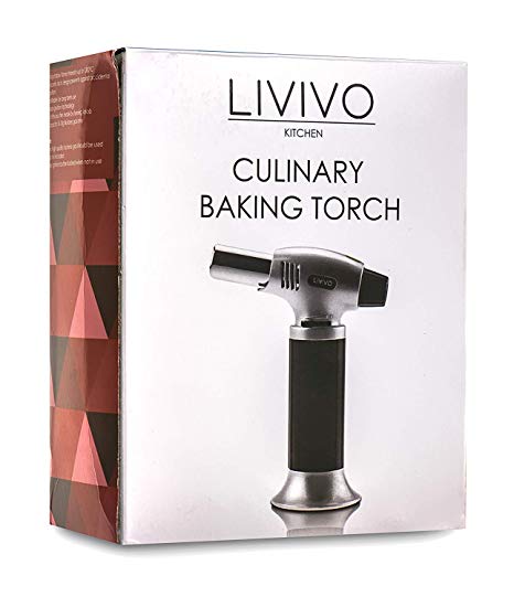 LIVIVO Kitchen Baking Blow Torch Refillable Gas Butane Blowtorch Lighter Kit For Kitchen Cooking, Baking, Crème Brûlée, Meringue, BBQ, Catering Chef, Culinary - Adjustable Flame Lighter