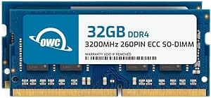 OWC 64GB (2x32GB) DDR4 3200MHz PC4-25600 CL22 2RX8 ECC SO-DIMM 1.2V 260-pin Laptop Memory RAM