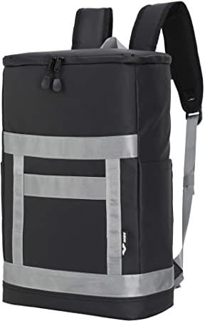 MIER Insulated Cooler Backpack for Men Women Leakproof Lunch Backpack, Soft Cooler to Work, Hiking, Beach, Travel, Picnic, Camping, Party, 28 Can, Black & Grey