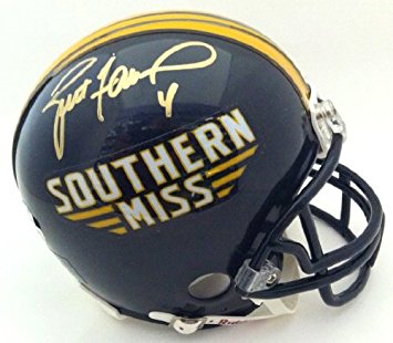 BRETT FAVRE AUTOGRAPHED USM SOUTHERN MISS MINI HELMET WITH COA AND PROOF PHOTO