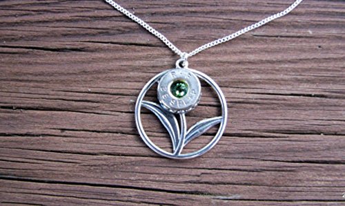 Sterling Silver Bullet Birthstone Flower Necklace