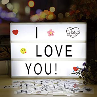 infinitoo A4 Cinema Light Box Updated Version with 188 Letters and Colorful Emojis for Interior Lighting, Free USB Cable Included, Mood Lighting, Night Orientation Light, Party and House Decoration