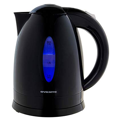 Ovente KP72B Electric Kettle, Illuminated, Black, 1.7L,