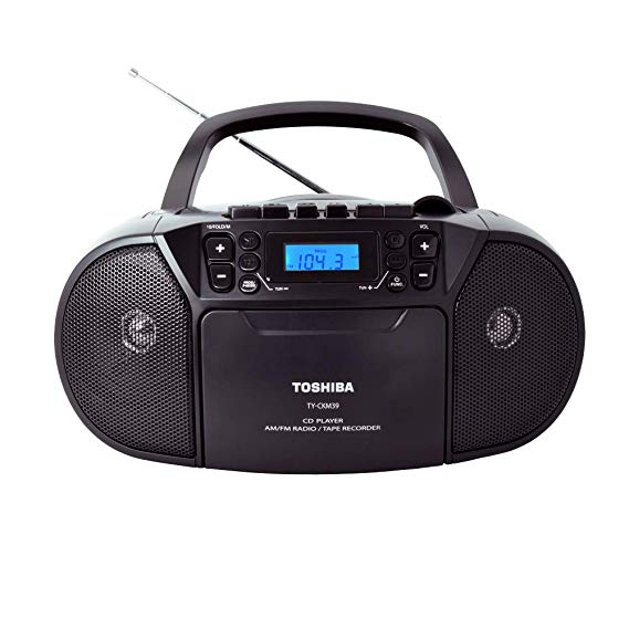 Toshiba TY-CKM39(K) Portable MP3 CD Cassette Boombox with Am/FM Stereo and Aux Input Black