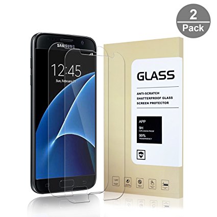 [2-Pack] Galaxy S7 Screen Protector, FCLin screen protetcor Clear [9H Hardness][No bubble] [Anti-Scratch] HD Tempered Glass Screen Protection for Samsung Galaxy S7