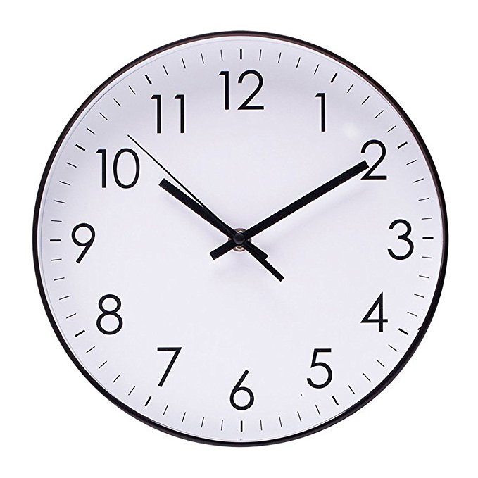 Epy Huts Wall Clock for Living Room,Indoor Non-Ticking Silent Quartz Quiet Sweep Movement Wall Clock for Office,Bathroom,Living Room Decorative 10 Inch White