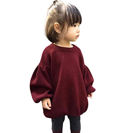 GBSELL Toddler Baby Kids Girls Lantern Sleeve Shirt Tops Outfits Clothes Fall Winter