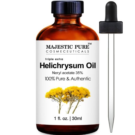 Majestic Pure Helichrysum Essential Oil, Premium Quality Helichrysum Italicum, 1 Fluid Ounce