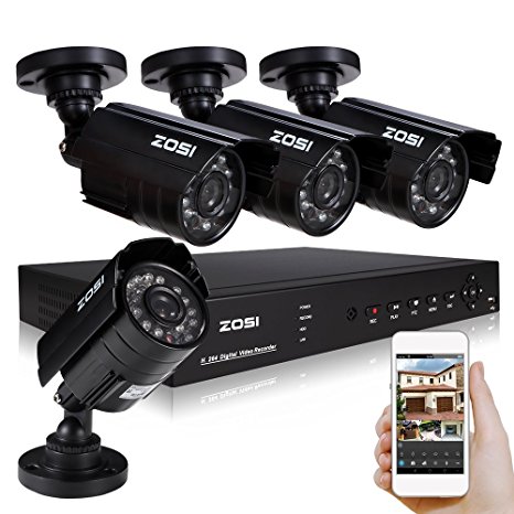 ZOSI 800TVL HDMI CCTV system 8CH H.264 960H DVR 4x HD 1/3'' CMOS IR CUT day night waterproof outdoor Bullet camera surveillance security system NO Hard Drive (Full 960h, 1080P HDMI/VGA/BNC Output, 60ft(20m) IR night vision,3.6mm lens, Smartphone& PC Easy Remote Access)