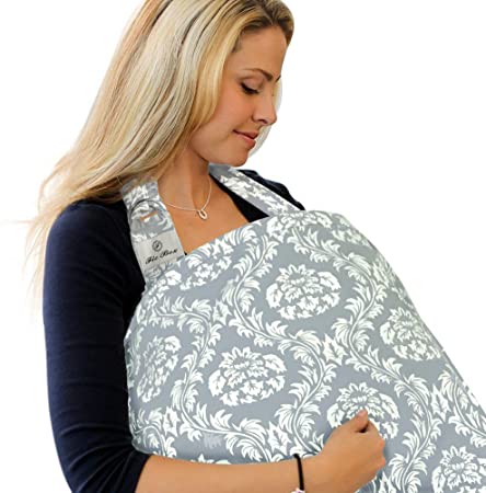 Pasway Breast Feeding Nursing Cover Made By Cotton with Storage Bag (Grey)