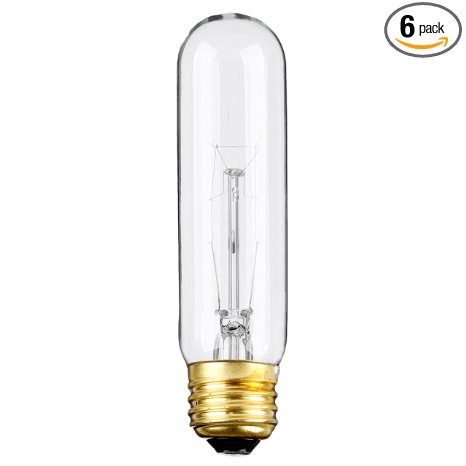(Pack Of 6) 25-Watt T10 Tubular Clear Incandescent Medium Base (E26) 120-Volt Light Bulb