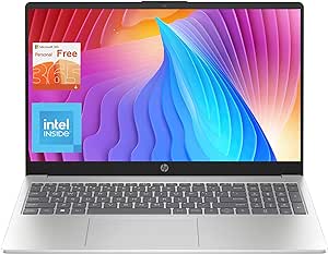 HP Flagship 15.6 HD Laptop, Intel Quad-Core Pentium N200 (Beat i5-8250U), 16GB RAM, 378GB Storage(128GB UFS 256GB External SSD), WiFi, Fast Charge, HDMI, 1 Year Microsoft Office 365, Win 11, Silver