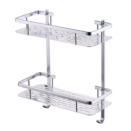 KES Shower Shelf, Bathroom Shelf Basket (12 Inch Aluminum 2 tier) - Shower Organizer Wall Mounted, A4028B