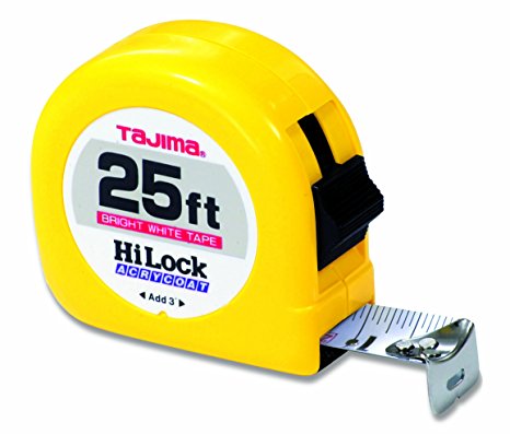 Tajima HL-25BW 25' Standard Scale Tape Measure with 1" Steel Blade