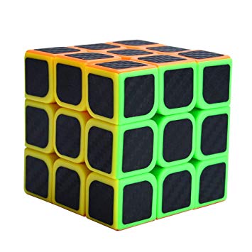 FORESTIME 3x3x3 Speed Cube Carbon Fiber Sticker for Smooth Magic Cube Puzzles (Color, 3x3x3)