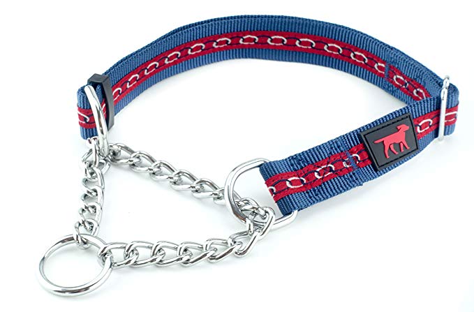 Tuff Pupper Martingale Collar for Dogs is Perfect for Training | No Pull Dog Collar with Adjustable Gentle Nylon & Steel Chain | Convenient Sizing for All Breeds