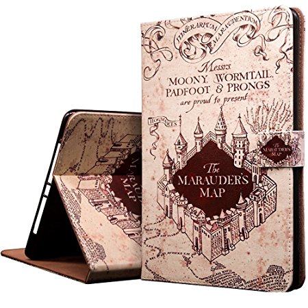 New iPad 2017 9.7 Inch Case, Onelee - Harry Potter & Hogwarts Marauder's Map Slim Premium PU Leather Smart Stand Case Back Protector for New iPad 2017 9.7 inch