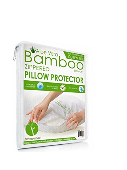 Bamboo Zippered Pillow Cover Fits Queen and Standard Pillows