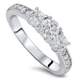 100 cttw Diamond 3 Three Stone Engagement Ring 10K White Gold