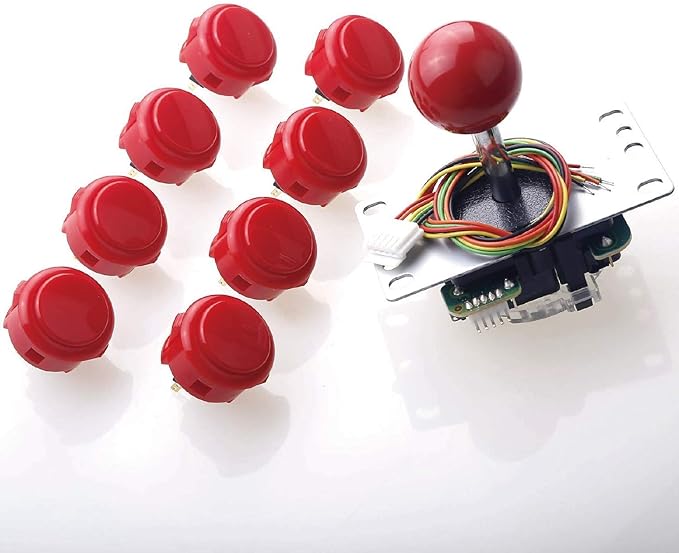 Sanwa JLF-TP-8YT Joystick   Sanwa 8 pcs OBSF-30 Push Button Bundle Kit Color : Red - for Arcade Game 4 & 8 Way Adjustable, Compatible with Catz Mad SF4 Tournament Joystick S@NWA