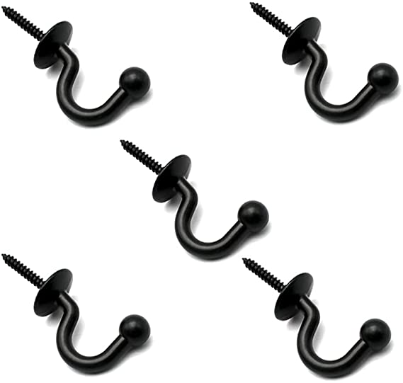 5Pcs Black Decorative Wall Hooks;Wall Hooks for Bathroom;Wall Hooks Farmhouse ;Clothes and Hats Hooks.Can Be Used on Wood Planks and Concrete Walls