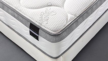 Oliver Smith - Organic Cotton - 10 Inch - Perfect Sleep - Comfort Plush Euro Pillow Top - Cool Memory Foam & Pocket Spring Mattress - Green Foam Certified - Full
