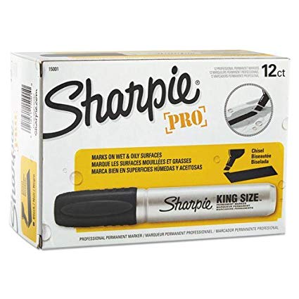 Sharpie Chisel Tip Pro Permanent Markers, King Size Black, 24-Count