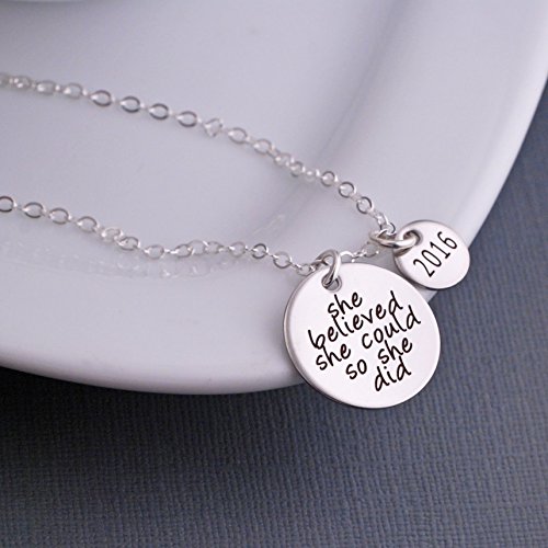 Silver She Believed She Could So She Did Necklace, Graduation Gift 2016